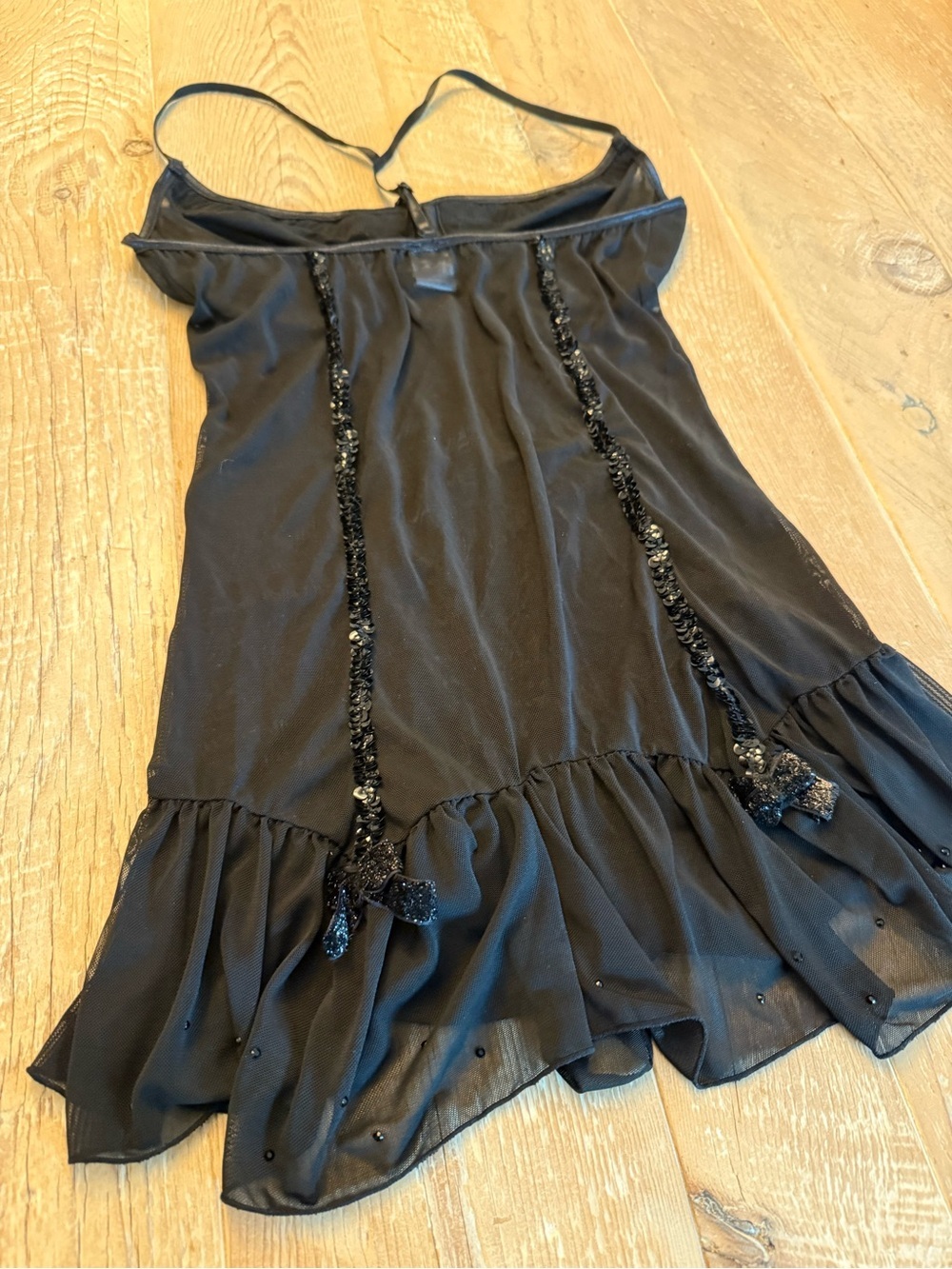 Vintage Y2K Coquette Black Embellished Chemise Slip L EUC - Picture 6 of 7
